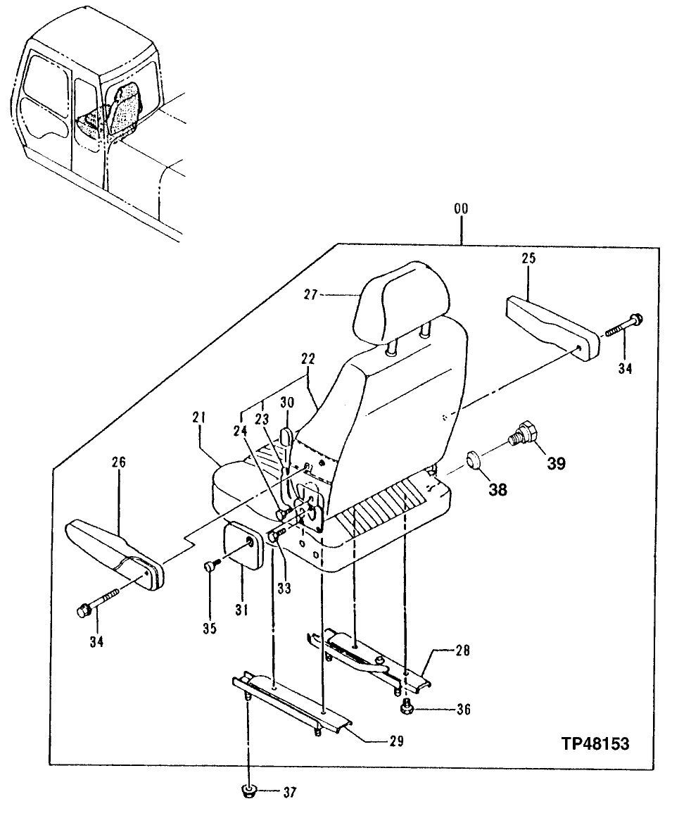 Схема запчастей John Deere 90ELC - 189 - Seat (549977 - ) 1821 SEAT AND SEAT BELT