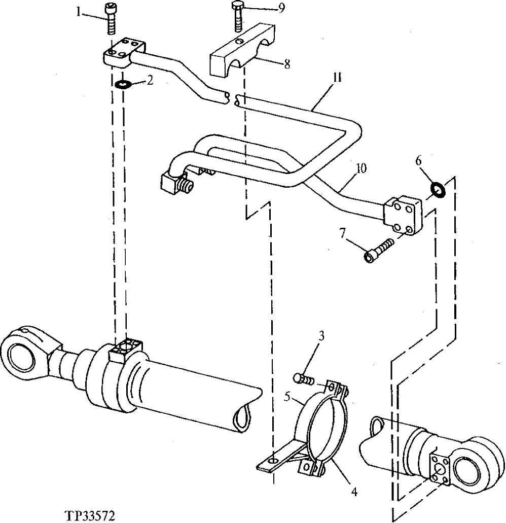 Схема запчастей John Deere 90ELC - 348 - BOOM CYLINDER TUBES AND CLAMPS 3360 HYDRAULIC SYSTEM