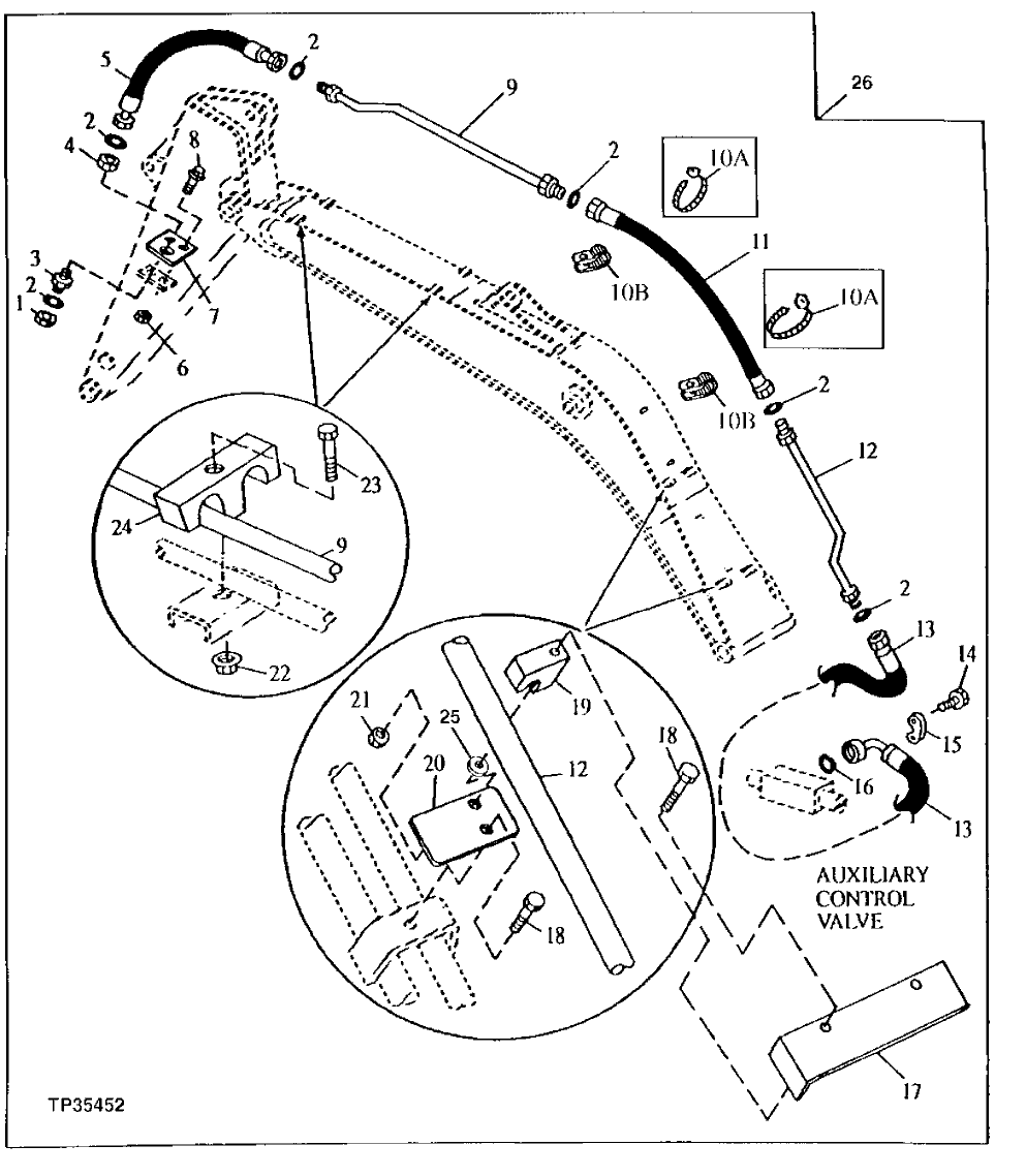 Схема запчастей John Deere 90ELC - 381 - BOOM AND ARM AUXILIARY HYDRAULIC LINES (541136 - ) 3360 HYDRAULIC SYSTEM
