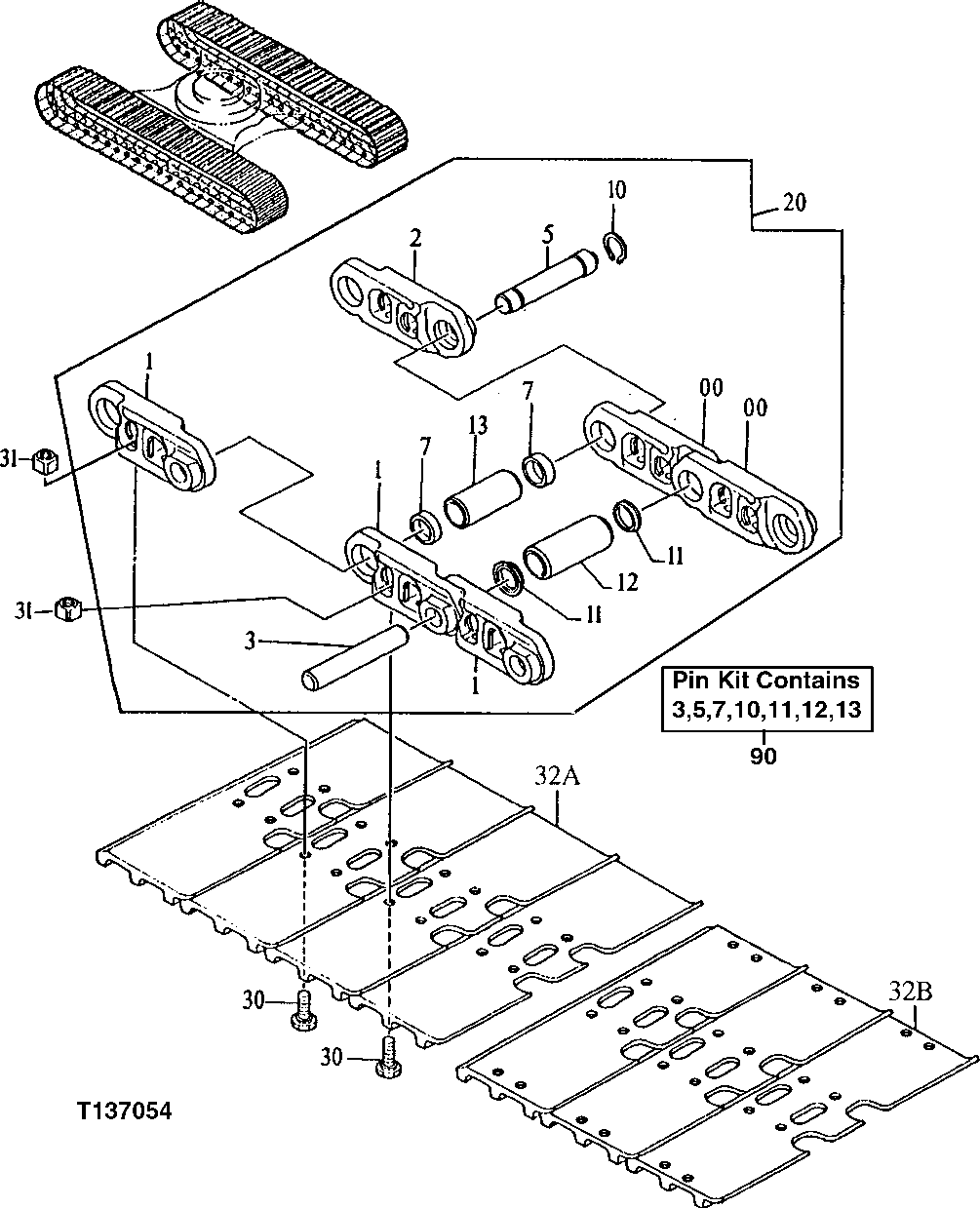 Схема запчастей John Deere 90E - 5 - Track Link 0130 TRACK SYSTEM