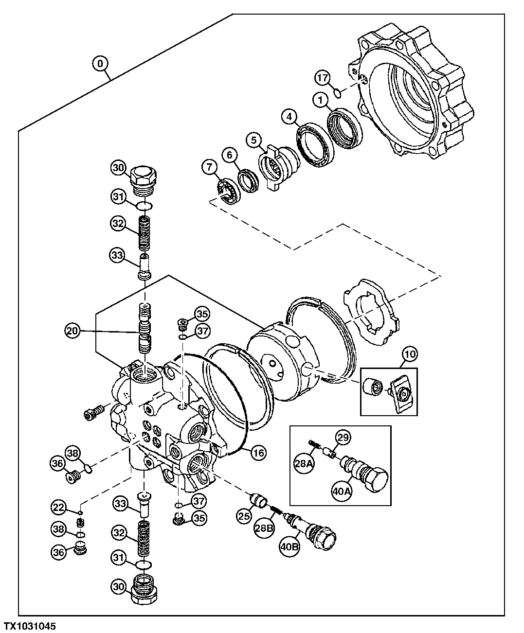 Схема запчастей John Deere 90E - 10 - PROPEL MOTOR 0260 HYDRAULIC SYSTEM