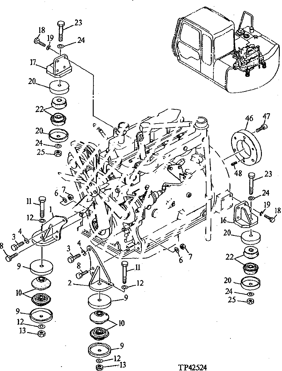 Схема запчастей John Deere 90E - 12 - Engine Mounting 0400 REMOVAL AND INSTALLATION 4039DT009 4039DT009
