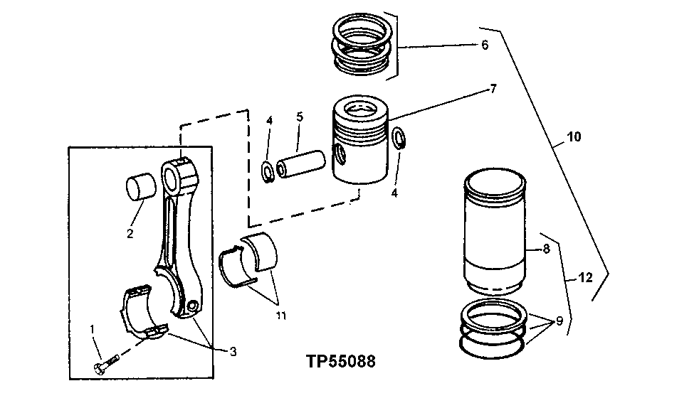 Схема запчастей John Deere 90E - 19 - CONNECTING ROD, PISTON, RINGS AND LINER 0403 CONNECTING ROD, PISTON,RINGS AND LINER 4039DT009 4039DT009