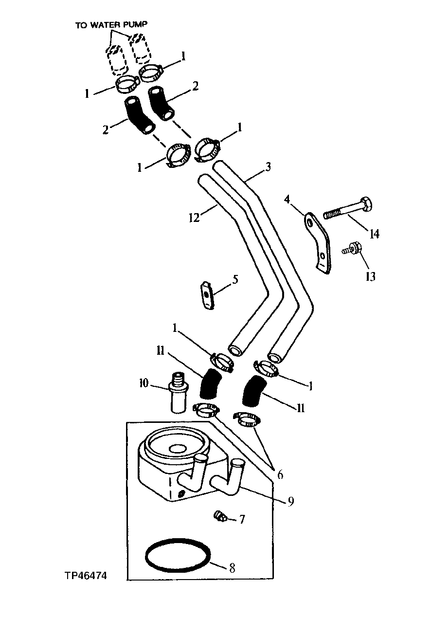 Схема запчастей John Deere 90E - 40 - Engine Oil Cooler 0419 Engine Oil Cooler 4039DT009 4039DT009