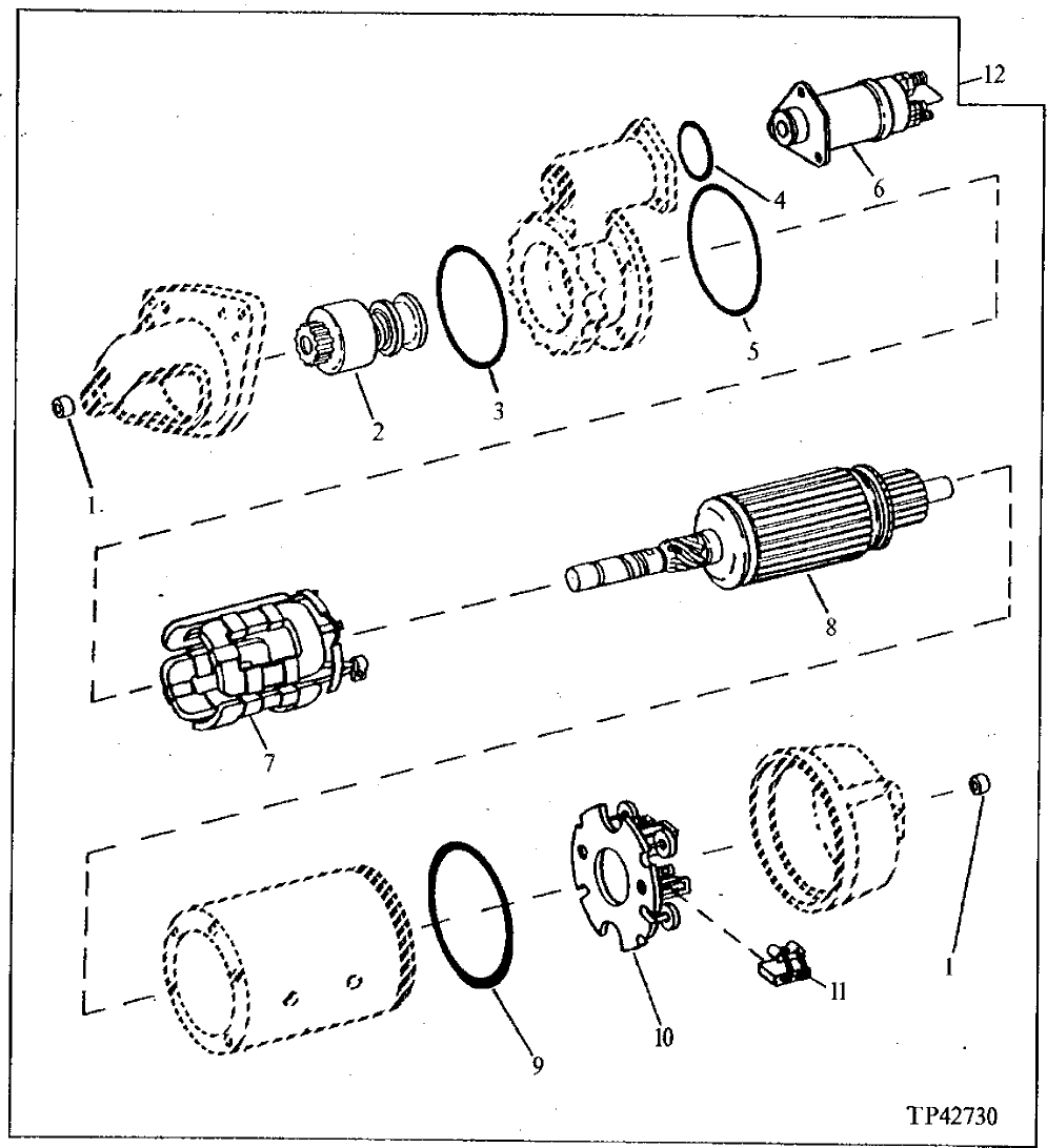 Схема запчастей John Deere 90E - 45 - Starting Motor (24 V 37MT) (Delco-Remy 10478814) 0422 Starting Motor And Fastenings 4039DT009 4039DT009