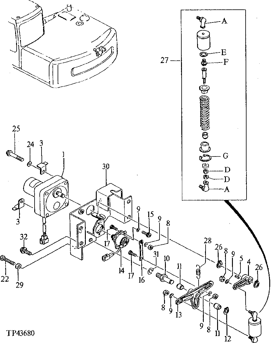 Схема запчастей John Deere 90E - 57 - ENGINE SPEED CONTROL MOTOR 0515 SPEED CONTROLS