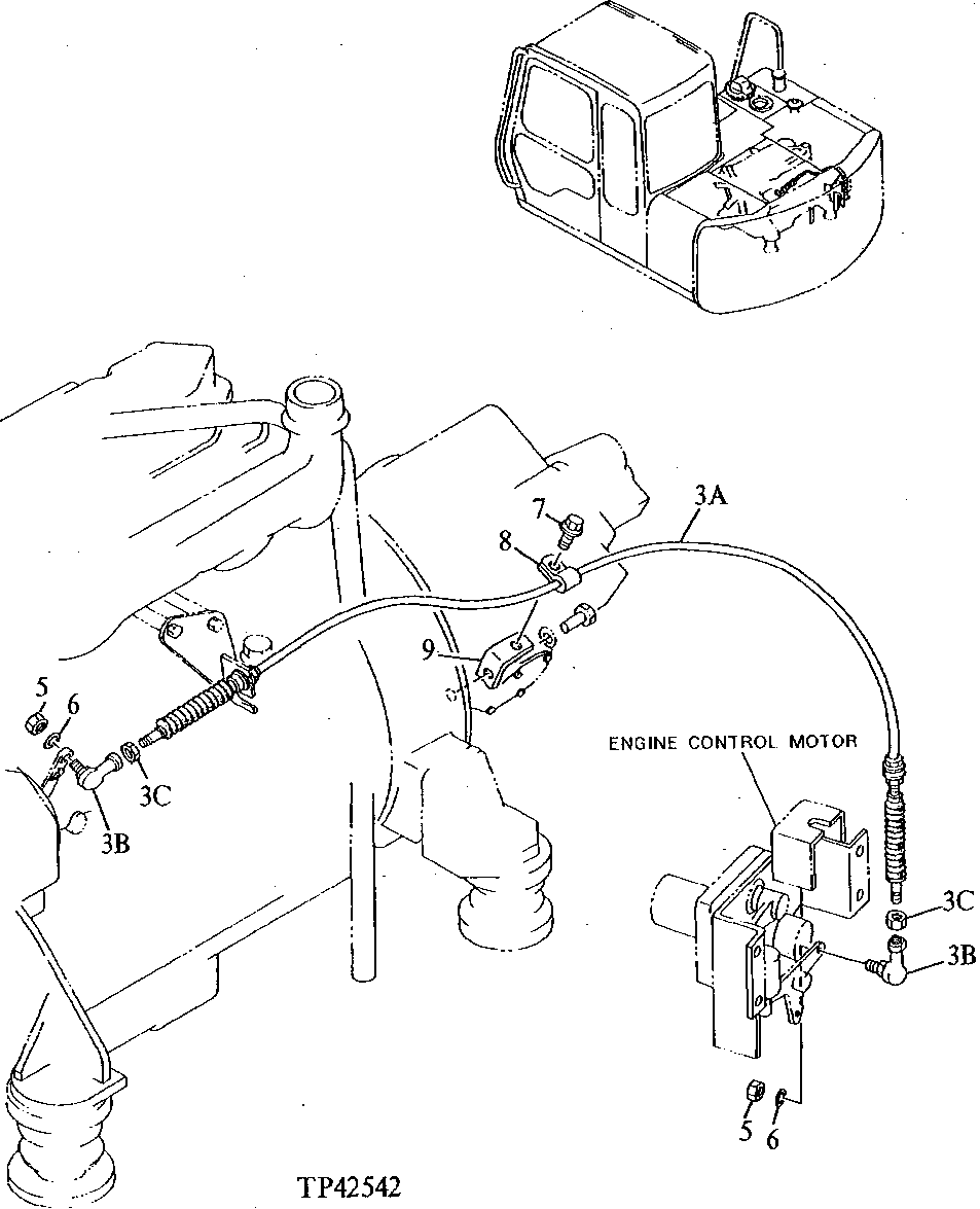 Схема запчастей John Deere 90E - 58 - SPEED CONTROL CABLE 0515 SPEED CONTROLS