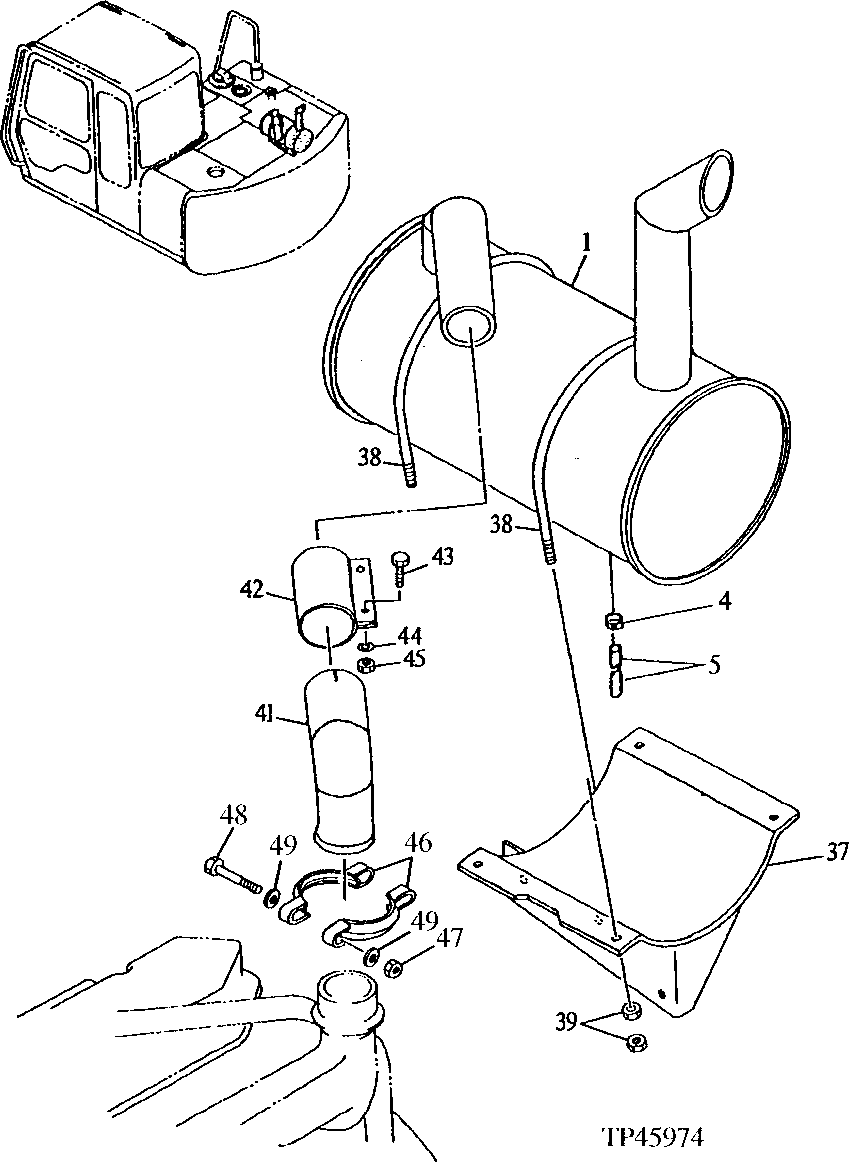 Схема запчастей John Deere 90E - 61 - Muffler 0530 External Exhaust Systems