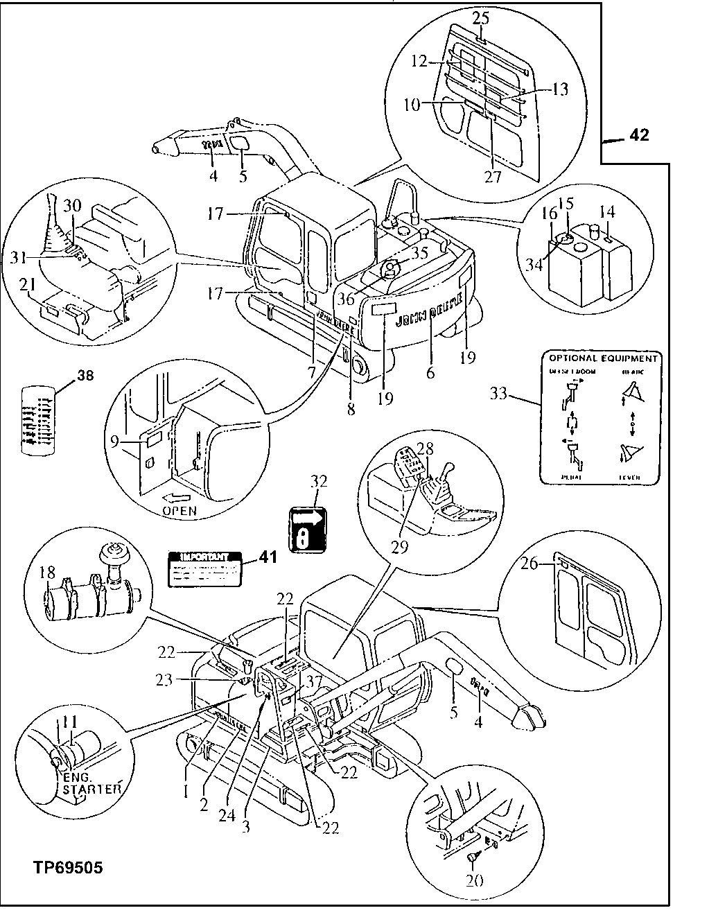 Схема запчастей John Deere 90E - 67 - Labels and Decals 1320 VEHICLE FINISH AND TRIM