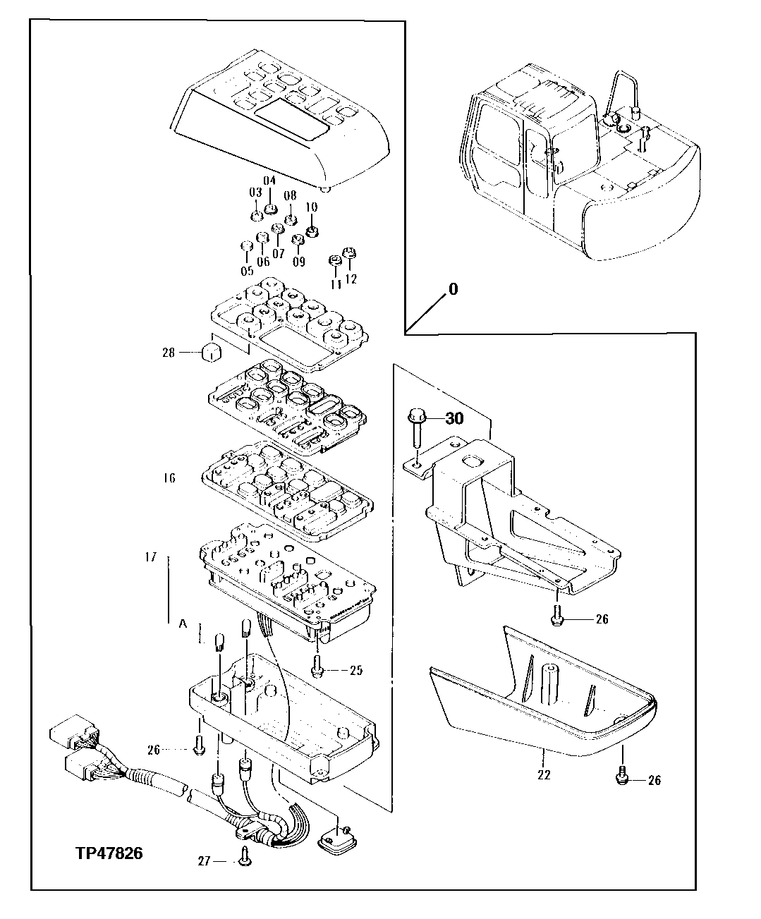 Схема запчастей John Deere 90E - 76 - Switch Box 1674 Wiring Harness And Switches
