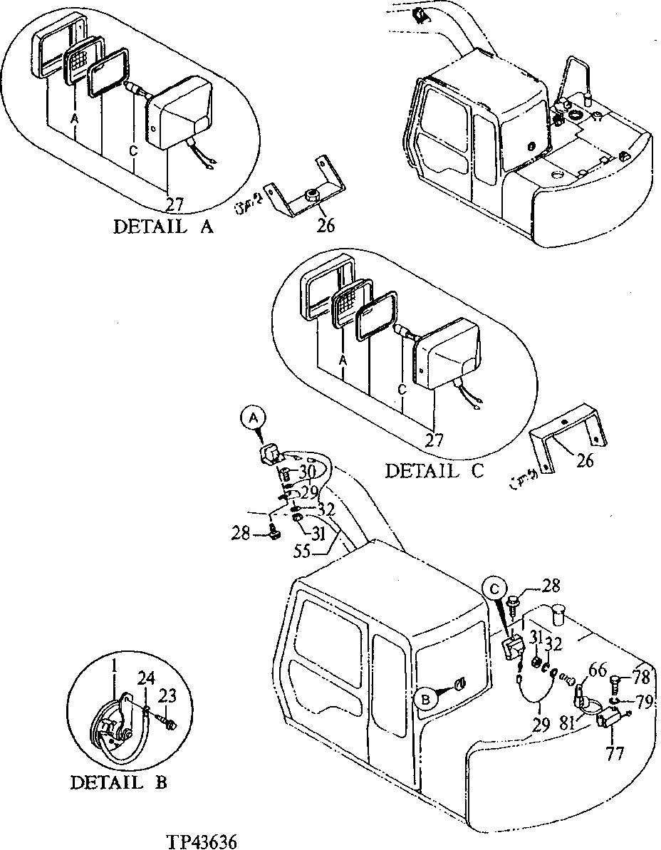 Схема запчастей John Deere 90E - 80 - ELECTRIC PARTS 1674 Wiring Harness And Switches
