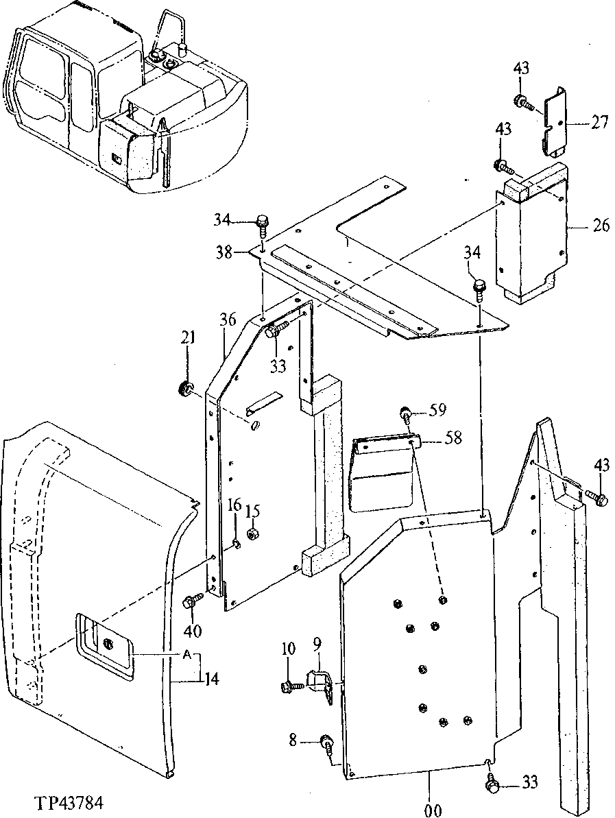 Схема запчастей John Deere 90E - 120 - Covers 1910 Hood Or Engine Enclosure