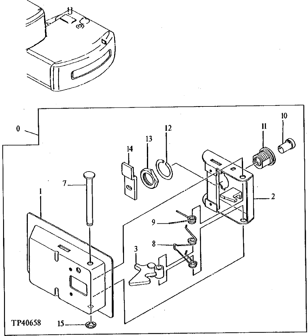 Схема запчастей John Deere 90E - 126 - DOOR LOCK 1910 Hood Or Engine Enclosure