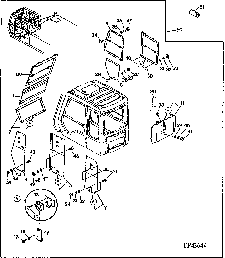 Схема запчастей John Deere 90E - 130 - WINDOW GUARD 1910 Hood Or Engine Enclosure