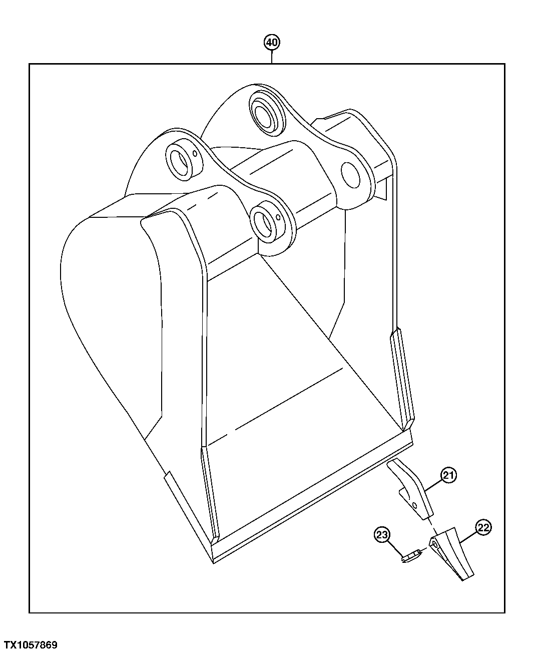 Схема запчастей John Deere 90E - 159 - Heavy Duty Bucket 3302 BUCKETS, TEETH, SHANKS AND SIDECUTTERS