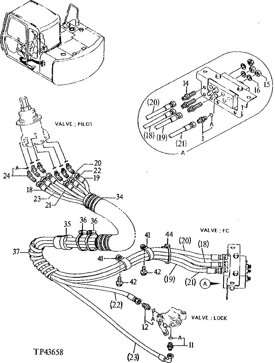 Схема запчастей John Deere 90E - 187 - PILOT PIPINGS 3360 HYDRAULIC SYSTEM
