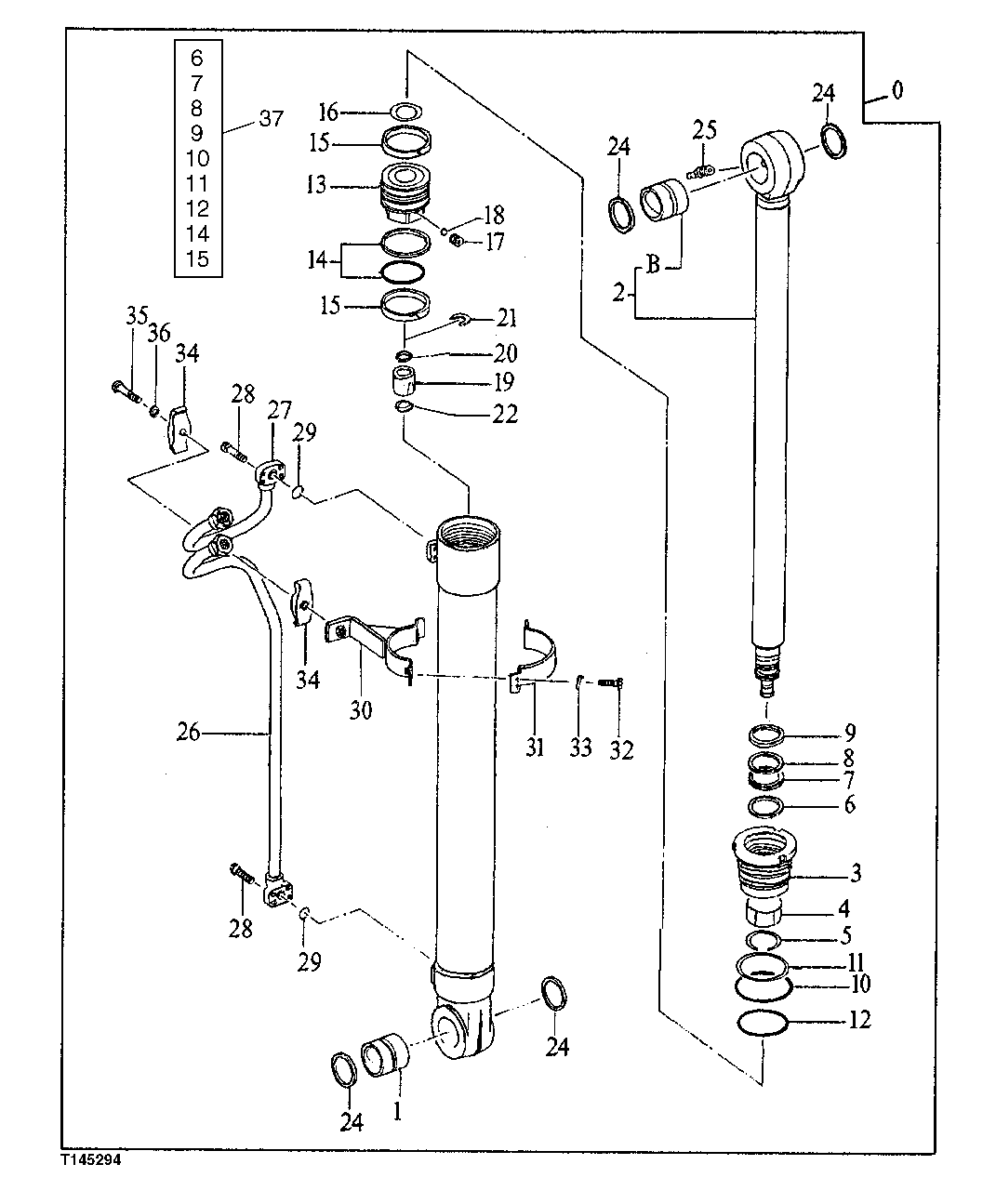 Схема запчастей John Deere 90E - 210 - OFFSET BOOM ARM CYLINDER 3360 HYDRAULIC SYSTEM