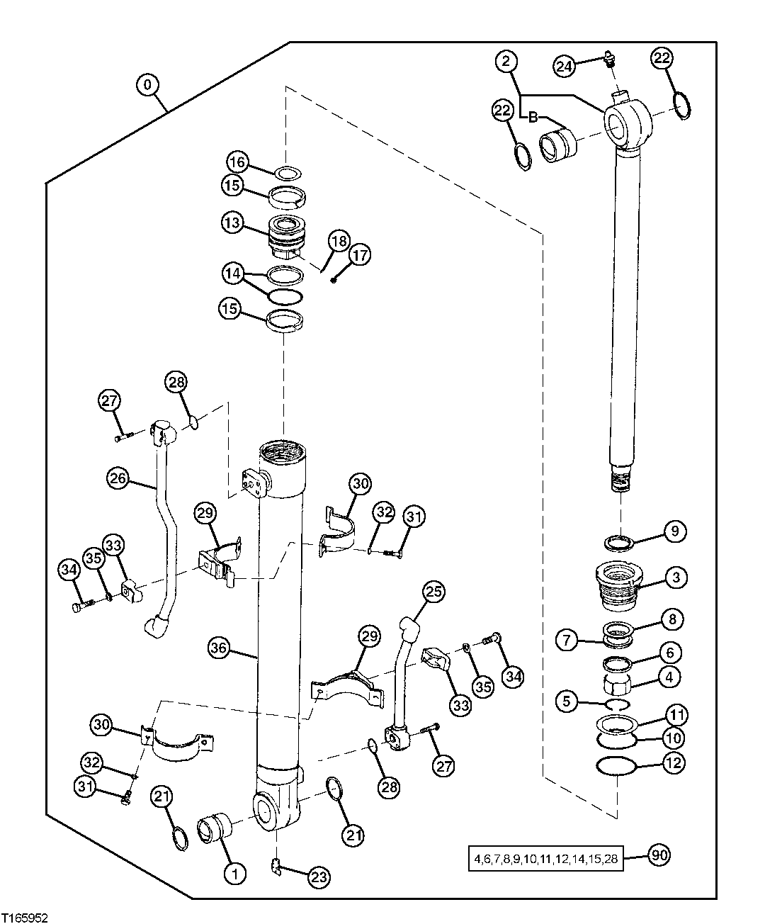 Схема запчастей John Deere 90E - 211 - Bucket Cylinder 3360 HYDRAULIC SYSTEM