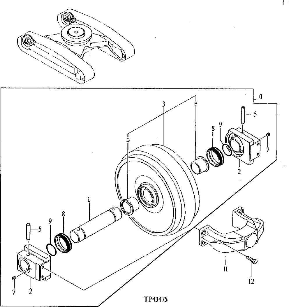 Схема запчастей John Deere 92ELC - 1 - Front Idler 0130 Track Systems