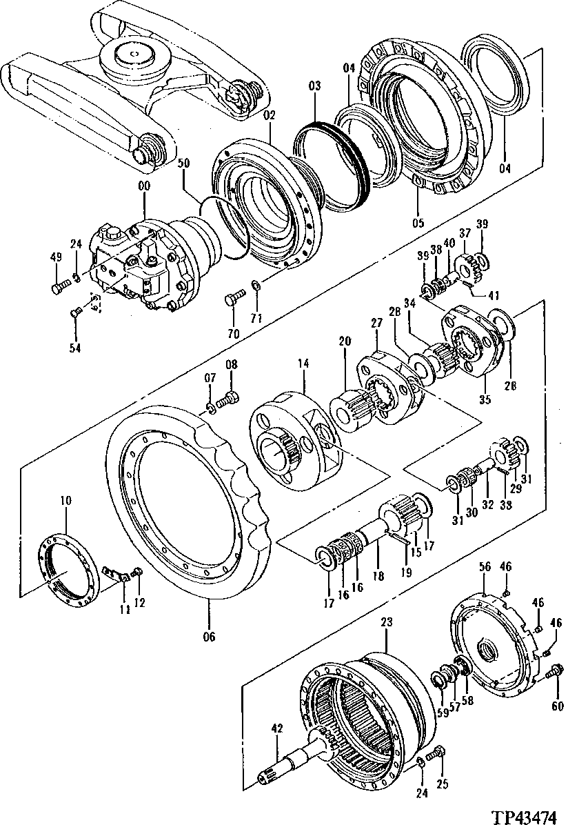Схема запчастей John Deere 92ELC - 9 - PROPEL DRIVE ( - 010999) 0260 Axles, Diff. & Susp. Sys. Hyd. (Incl. Fwd)