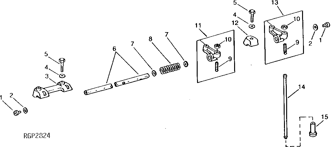 Схема запчастей John Deere 92ELC - 26 - Rocker Arms, Shaft and Push Rods (6076) (Early Engine) 0402 Camshaft And Valve Actuating Means 6076AT030 6076AT030