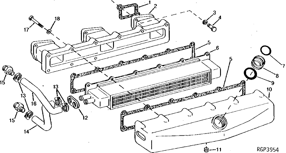 Схема запчастей John Deere 92ELC - 58 - Aftercooler And Intake Manifold ( - 574870) 0414 Intake Manifold 6076AT030 6076AT030