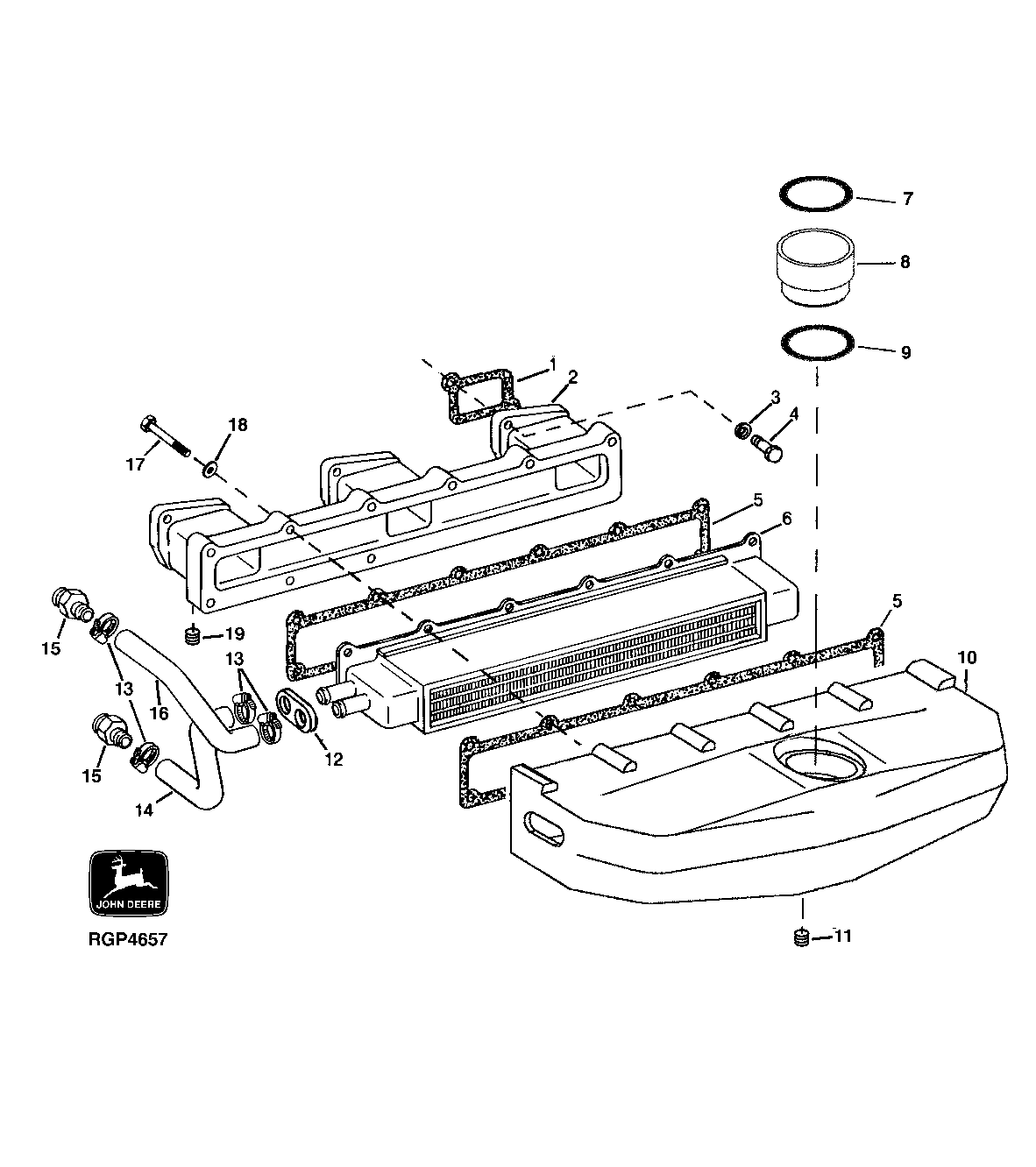Схема запчастей John Deere 92ELC - 59 - Aftercooler And Intake Manifold (574871 - ) 0414 Intake Manifold 6076AT030 6076AT030