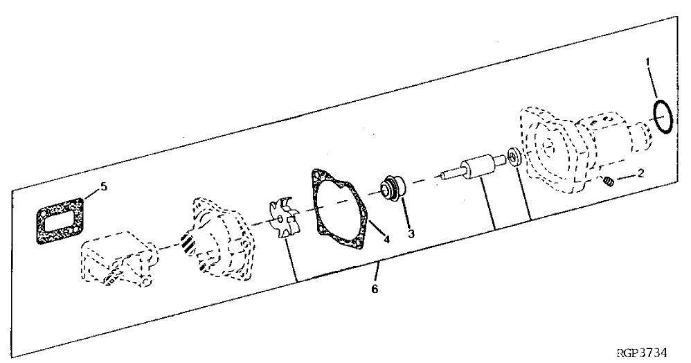 Схема запчастей John Deere 92ELC - 63 - Water Pump Repair Kit (6076) 0417 Water Pump 6076AT030 6076AT030