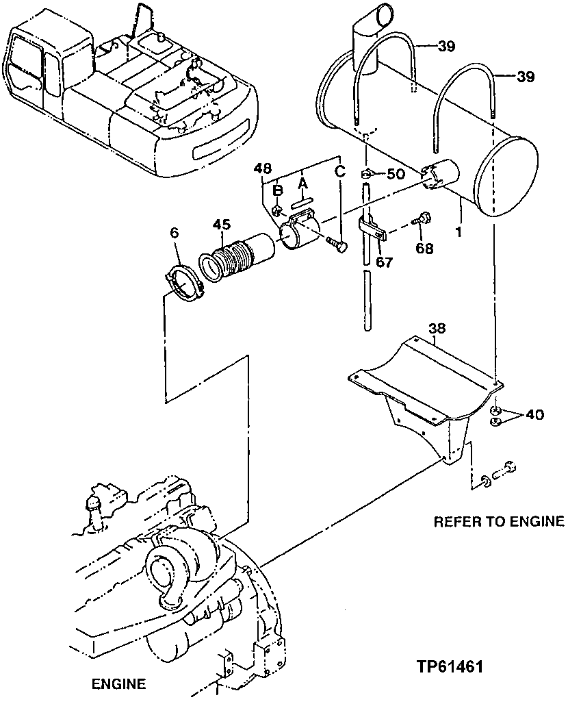 Схема запчастей John Deere 92ELC - 91 - Muffler 0530 External Exhaust Systems