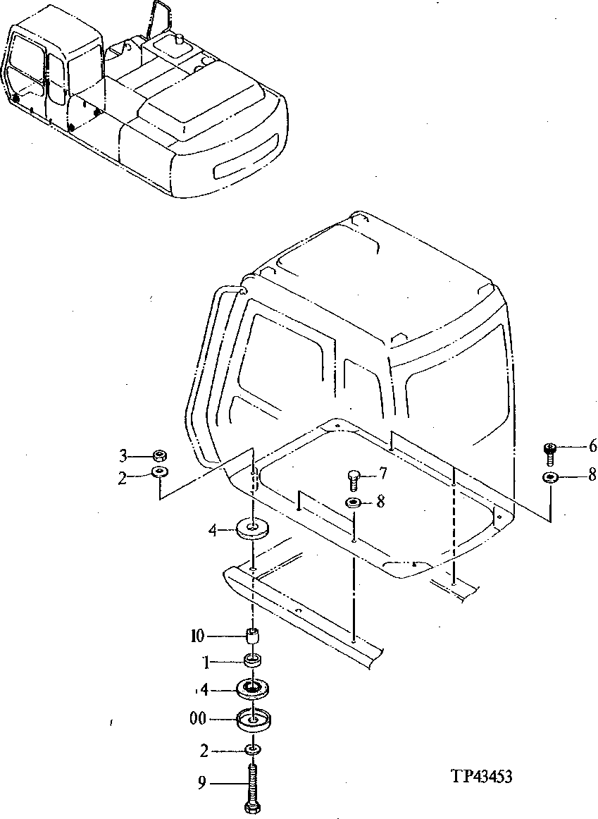 Схема запчастей John Deere 92ELC - 137 - Cab Mounting ( - 010999) 1810 Operator Enclosure