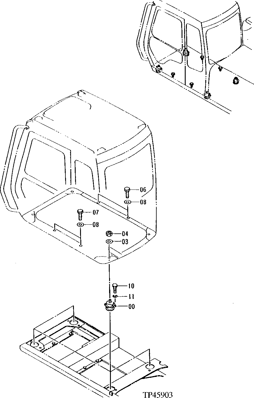 Схема запчастей John Deere 92ELC - 138 - Cab Mounting (011000 - ) 1810 Operator Enclosure