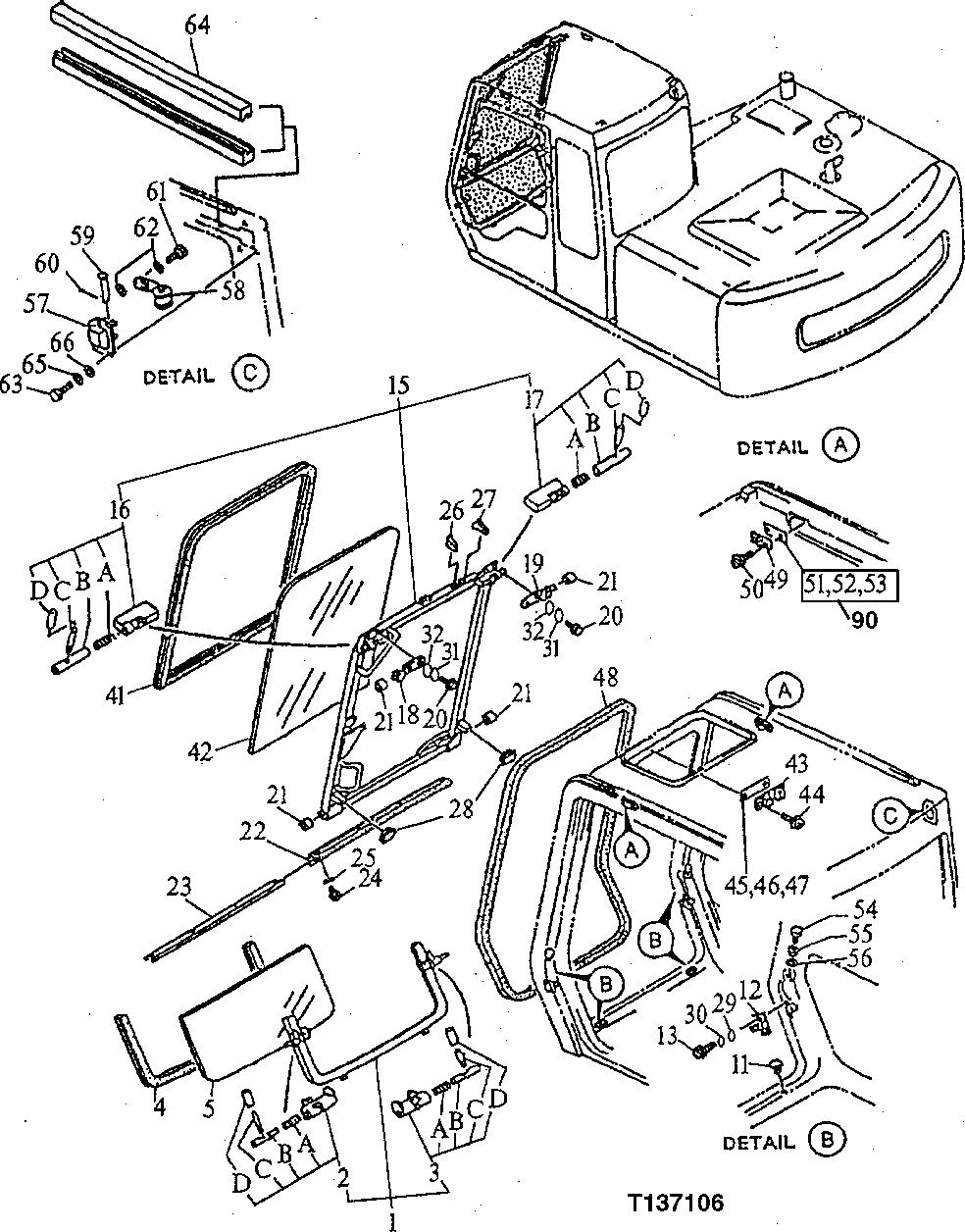 Схема запчастей John Deere 92ELC - 143 - Cab 1810 Operator Enclosure