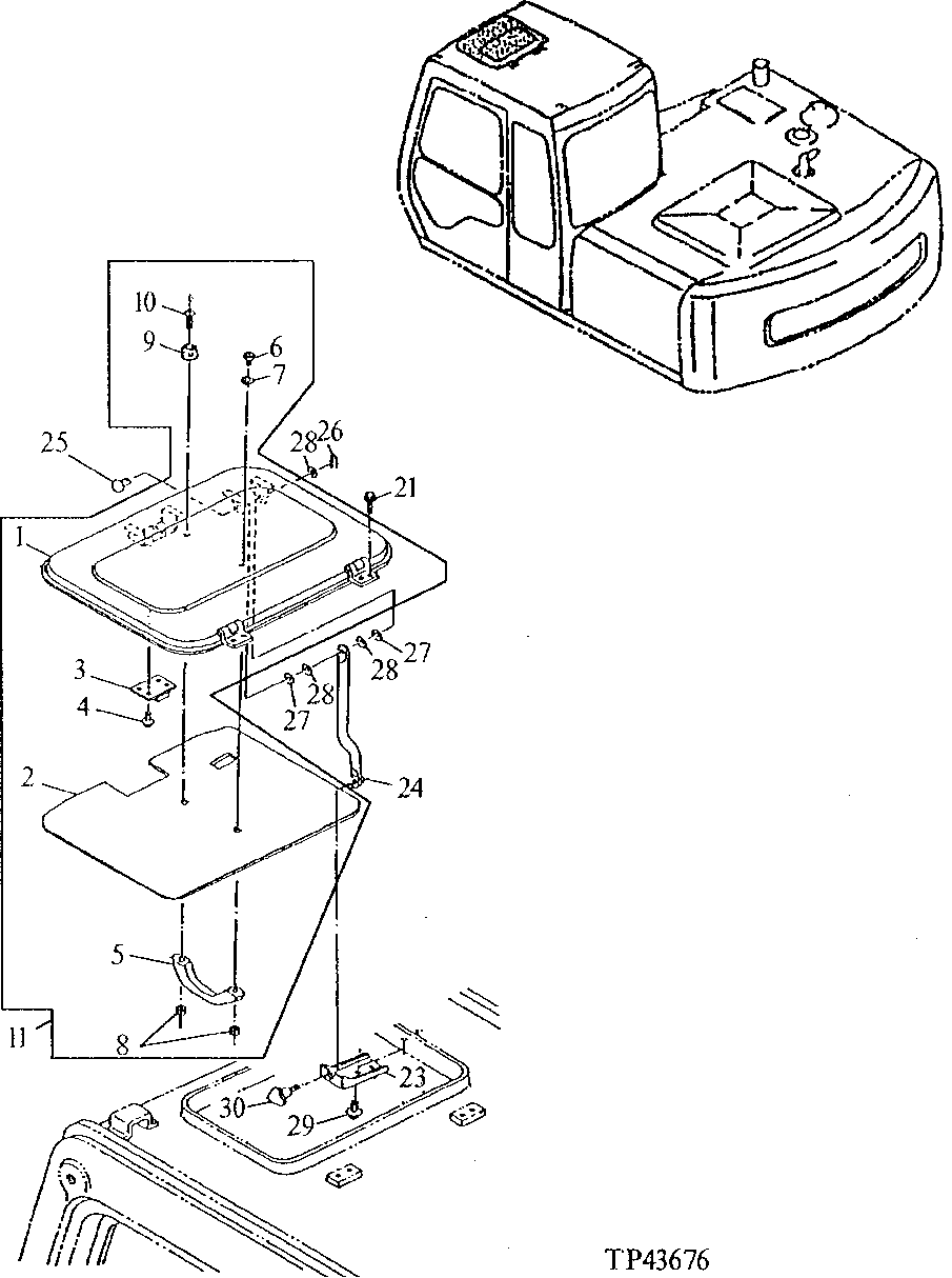 Схема запчастей John Deere 92ELC - 144 - CAB TOP 1810 Operator Enclosure