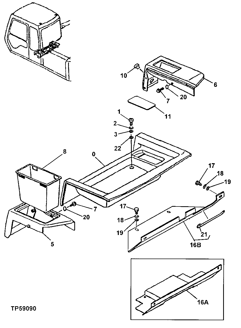 Схема запчастей John Deere 92ELC - 151 - Cab Rear Cover 1810 Operator Enclosure