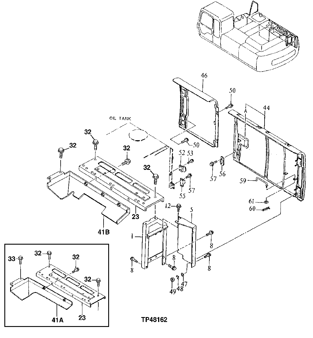 Схема запчастей John Deere 92ELC - 176 - Hydraulic Pump Compartment Top Cover and Supports 1910 Hood Or Engine Enclosure