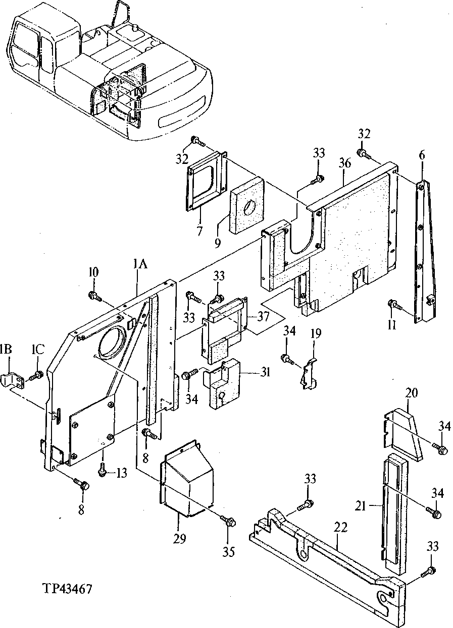 Схема запчастей John Deere 92ELC - 178 - Covers 1910 Hood Or Engine Enclosure