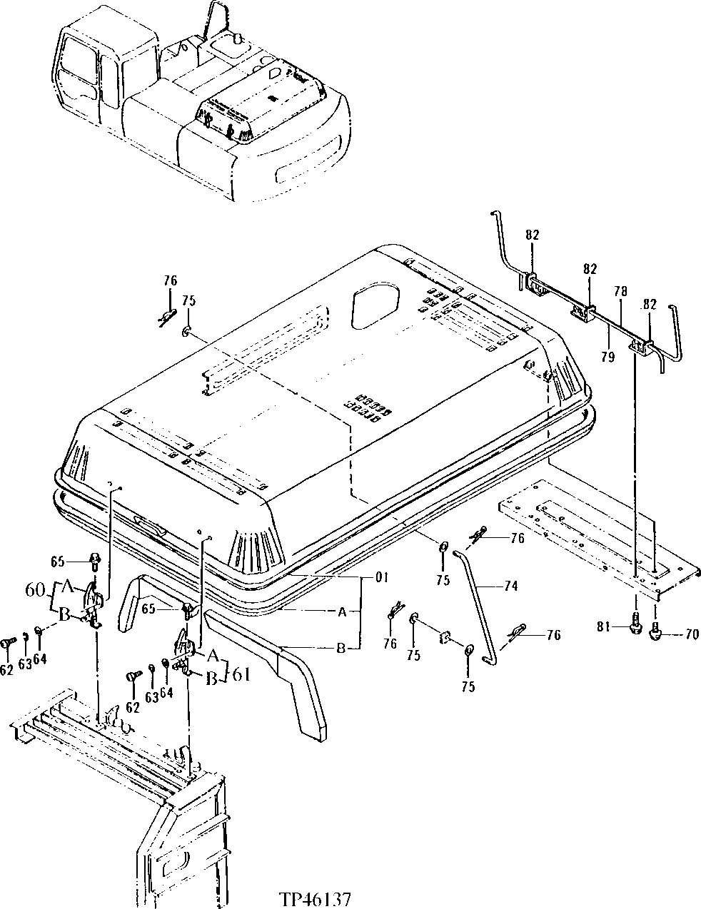 Схема запчастей John Deere 92ELC - 180 - Engine Cover (007440 - ) 1910 Hood Or Engine Enclosure