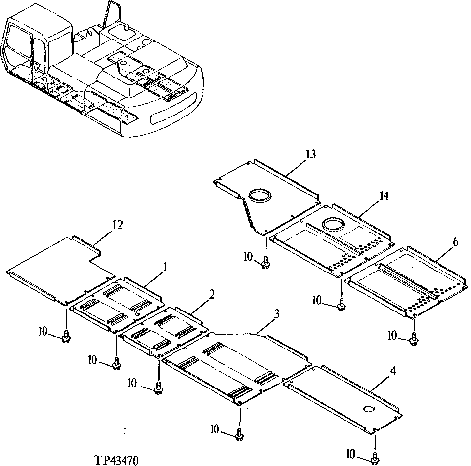 Схема запчастей John Deere 92ELC - 182 - Covers 1910 Hood Or Engine Enclosure