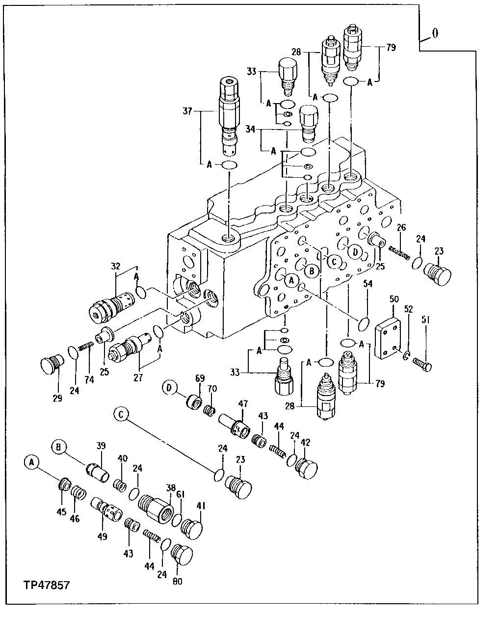 Схема запчастей John Deere 92ELC - 200 - Control Valve Components ( - 007424) 2160 Vehicle Hydraulics