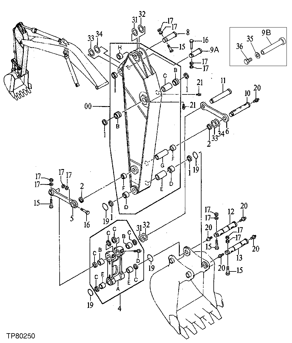 Схема запчастей John Deere 92ELC - 245 - Short Arm 2.66M 3340 Frames