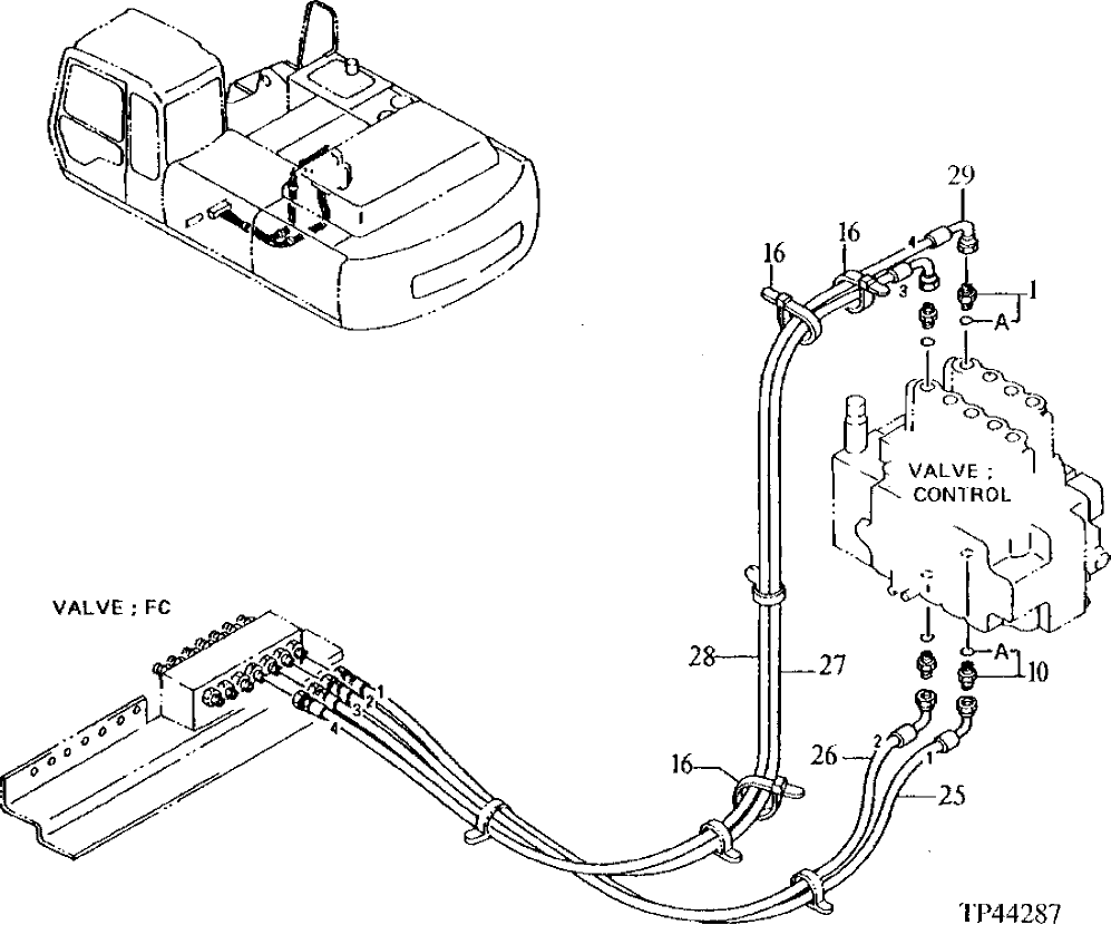 Схема запчастей John Deere 92ELC - 267 - PILOT PIPINGS ( - 010999) 3360 Hydraulic System