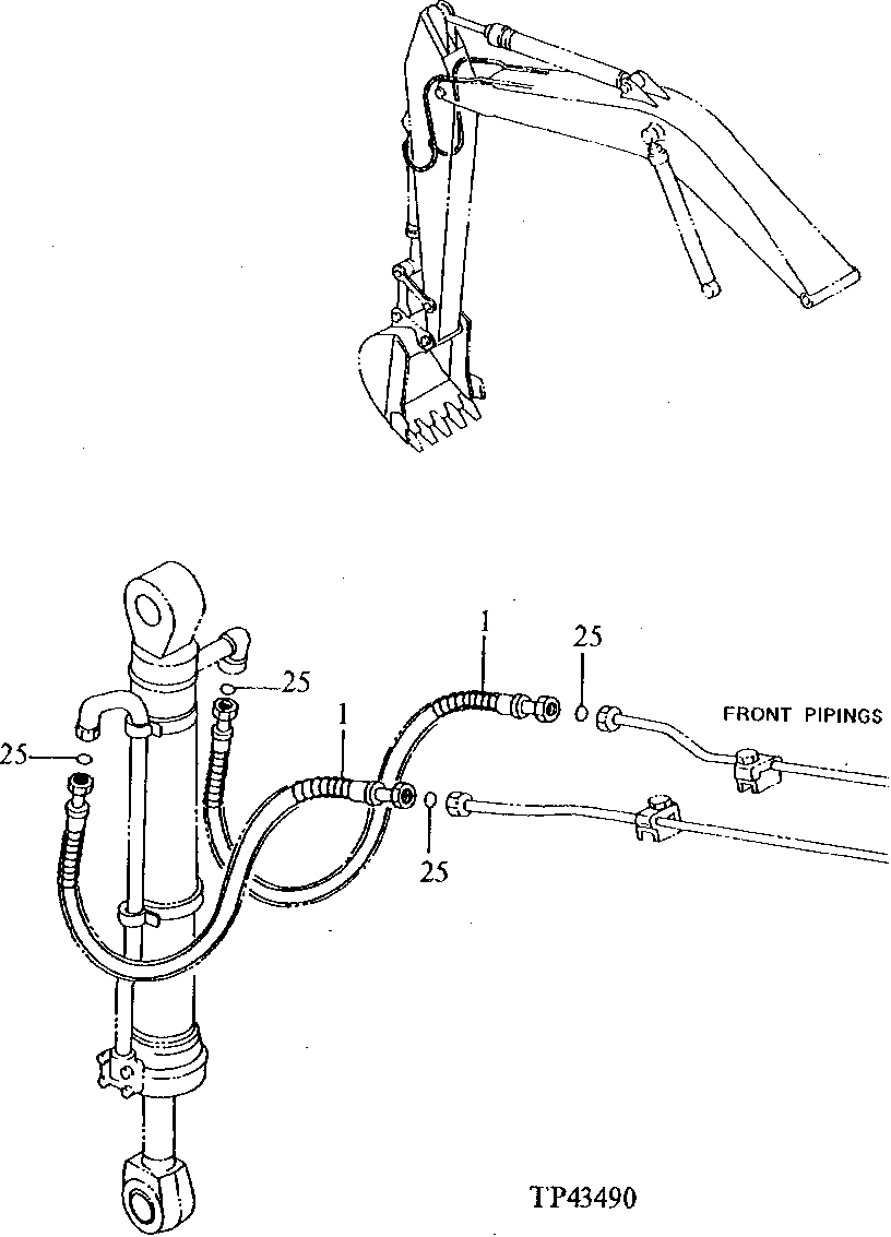 Схема запчастей John Deere 92ELC - 282 - FRONT PIPINGS FOR LONG ARM 3360 Hydraulic System