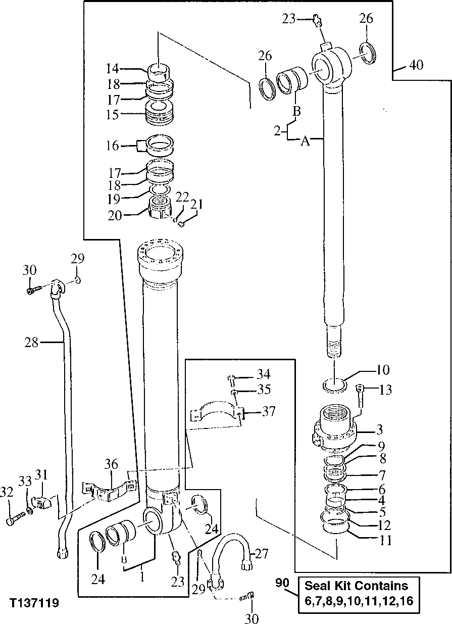 Схема запчастей John Deere 92ELC - 310 - Super Long Front Bucket Cylinder (011000 - ) 3360 Hydraulic System