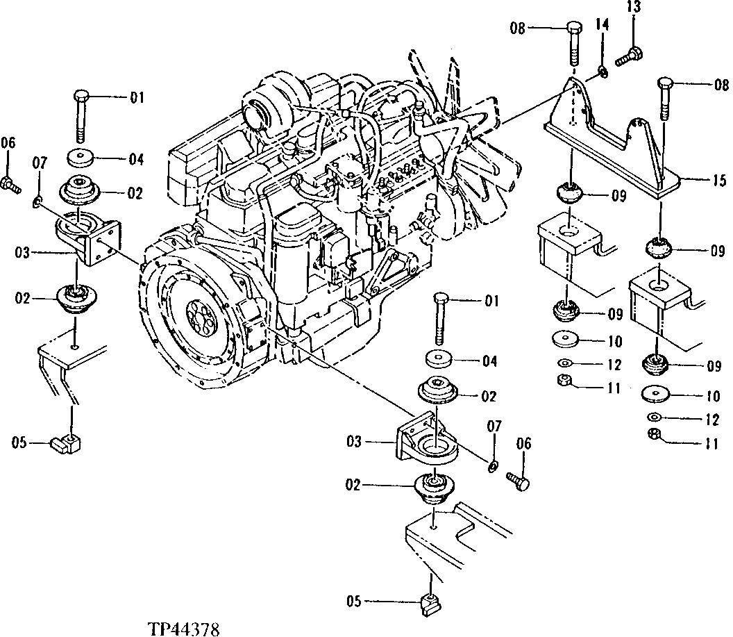 Схема запчастей John Deere 92ELC - 88 - Engine Mounting 0540 Mounting Frame