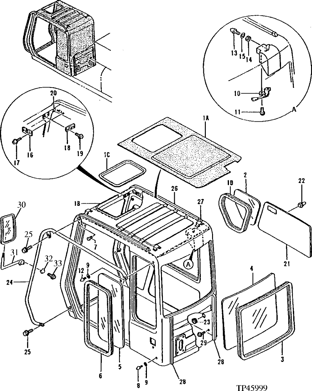 Схема запчастей John Deere 92ELC - 129 - Cab 1810 Operator Enclosure