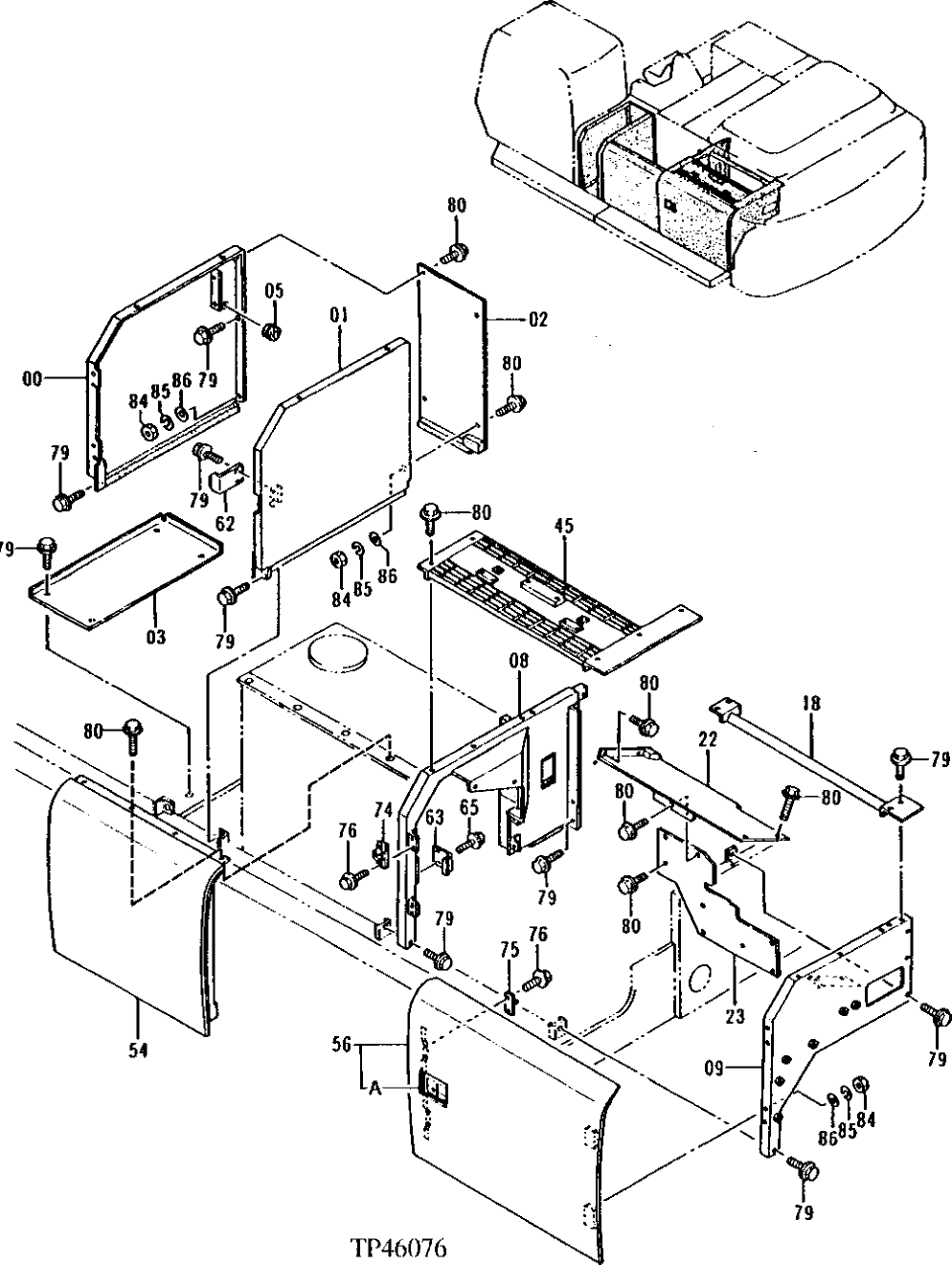 Схема запчастей John Deere 92ELC - 155 - Cover 1910 Hood Or Engine Enclosure