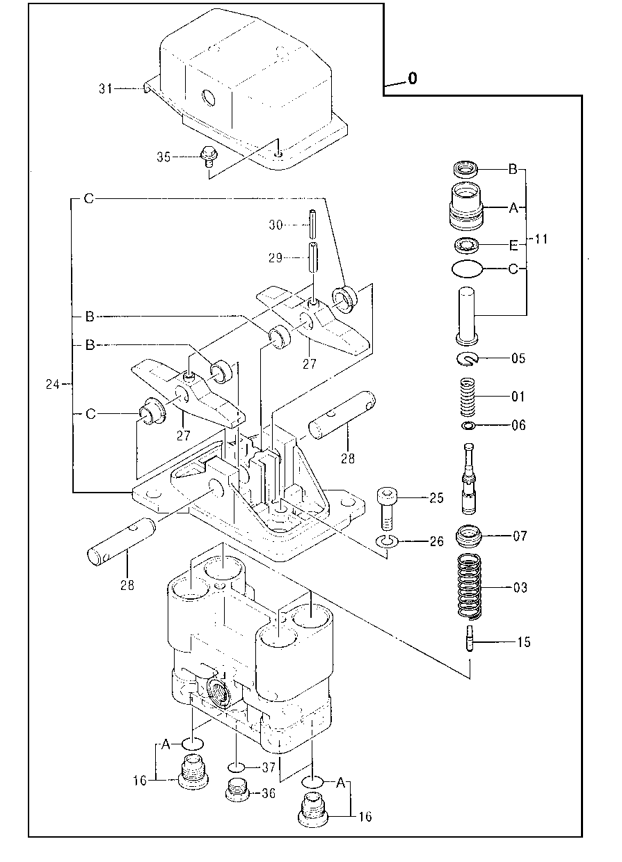 Схема запчастей John Deere 92ELC - 236 - Propel Pilot Valve 3315 Control Linkage
