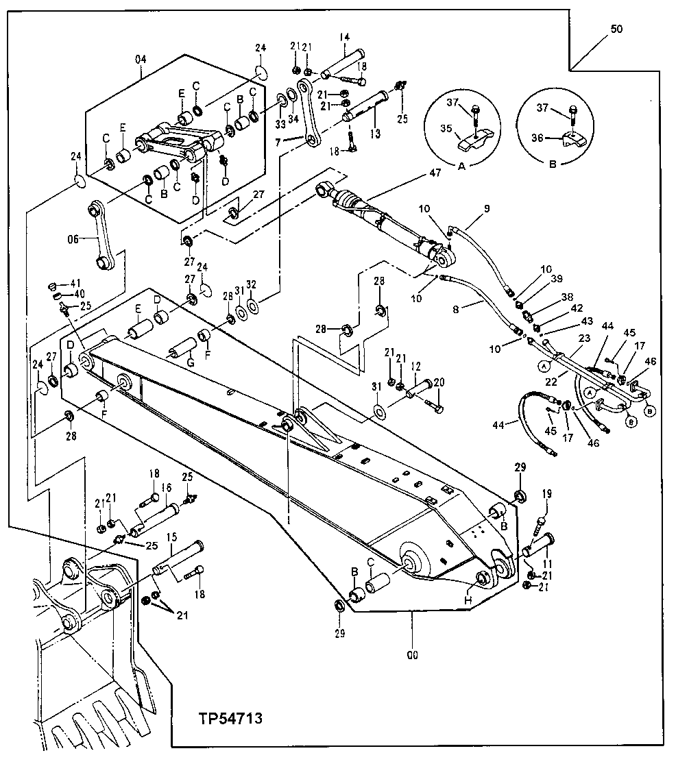 Схема запчастей John Deere 92ELC - 248 - LONG ARM (4 9 M - 16 FT 1 IN ) 3340 BACKHOE AND EXCAVATOR FRAMES