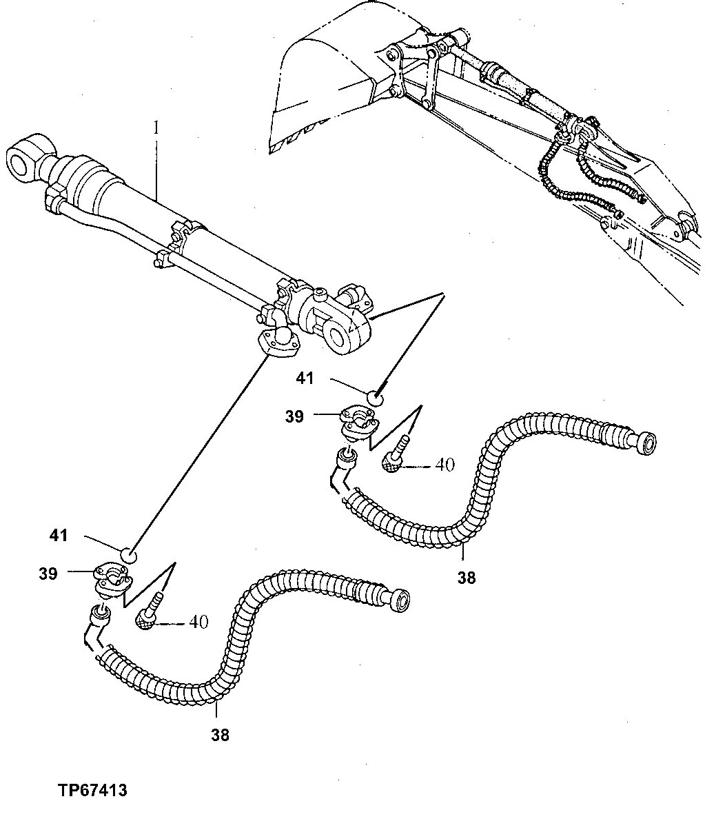 Схема запчастей John Deere 92ELC - 264 - FRONT PIPINGS FOR SHORT ARM 3360 HYDRAULIC SYSTEM