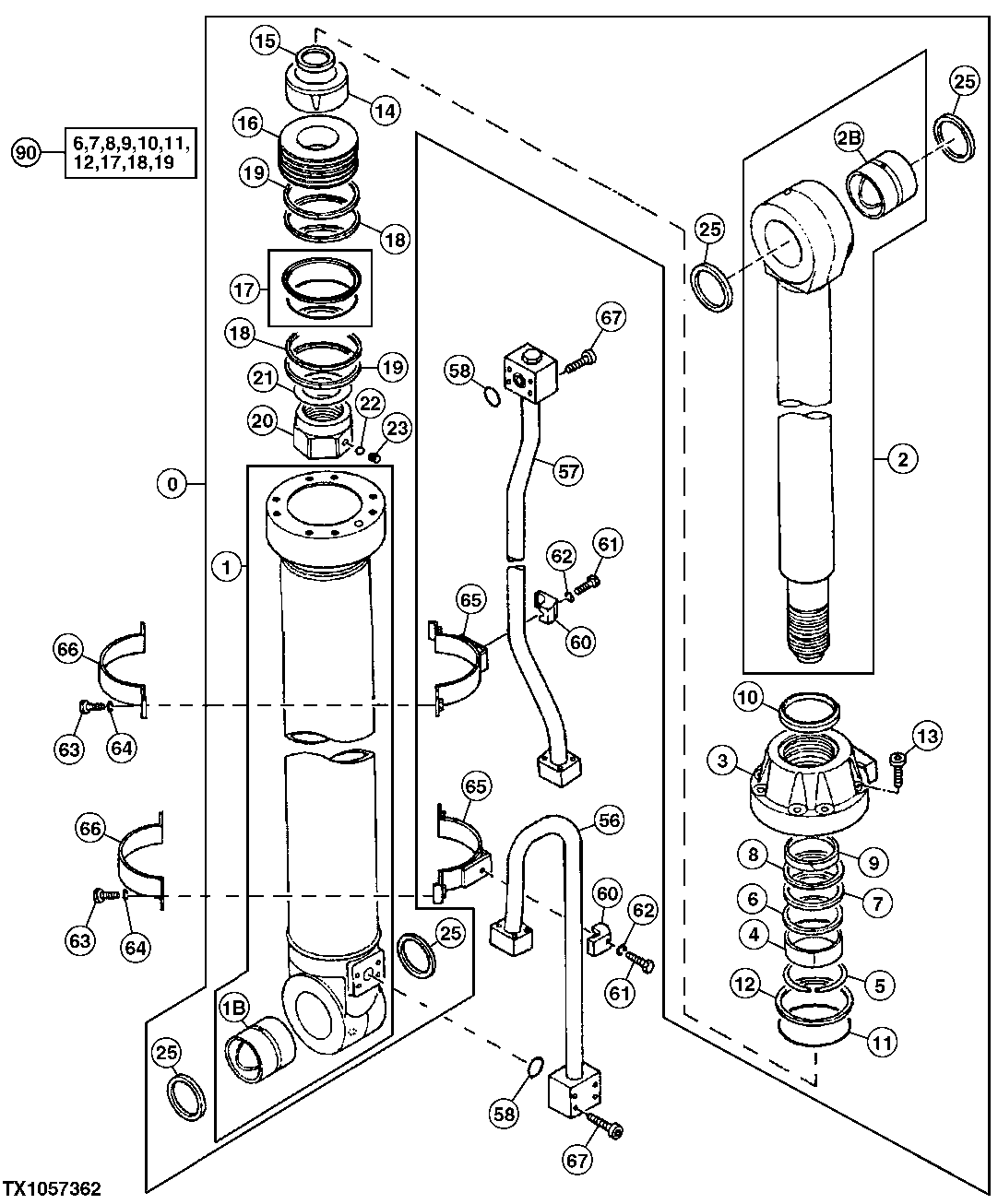 Схема запчастей John Deere 92ELC - 288 - Arm Cylinder 3360 HYDRAULIC SYSTEM